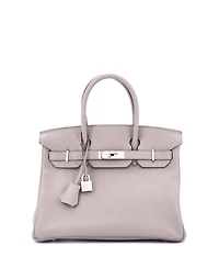 Pre-Owned Hermes Birkin 30 Handbag Grey Novillo with Palladium Hardware