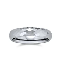 Bling Jewelry Multi Faceted Prism Cut Titanium Band Rings Silver Tone Comfort Fit 5MM