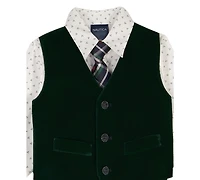 Nautica Baby Boys 4-Piece Green Velvet Duo Vest Set