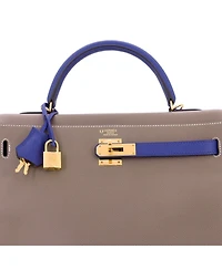 Pre-Owned Hermes Kelly Handbag Bicolor Epsom with Gold Hardware