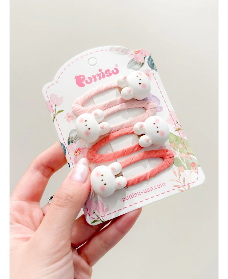 Puttisu Girls 4pc Bunny Hug Snap Clip Set