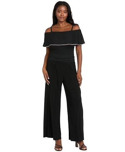 R & M Richards Women's Ruched Trim Detail Jumpsuit