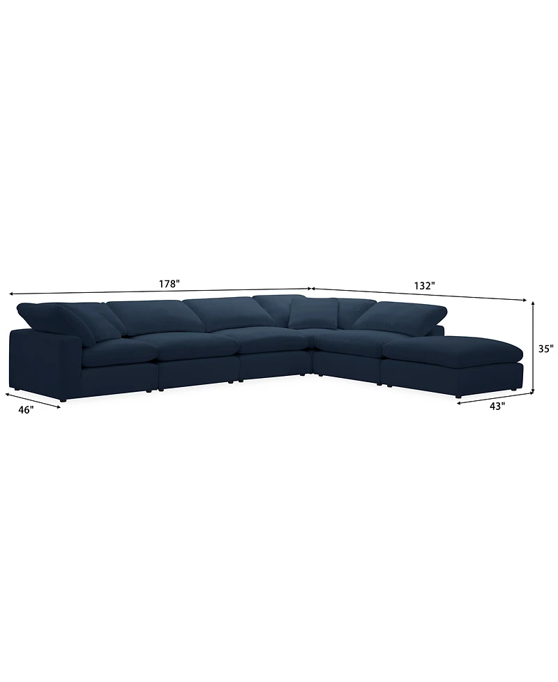 Furniture Fog -Pc. Fabric L-Sectional Ottoman End Sofa Set