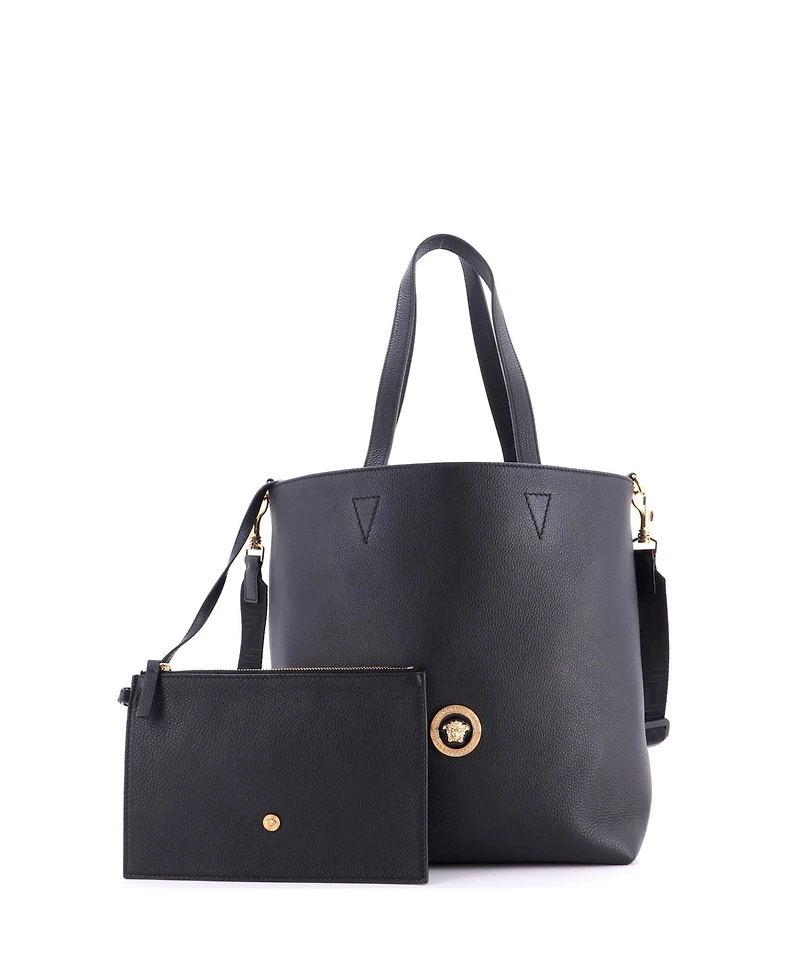 Pre-Owned Versace Tall La Medusa Convertible Shopper Tote Bag Leather Leather