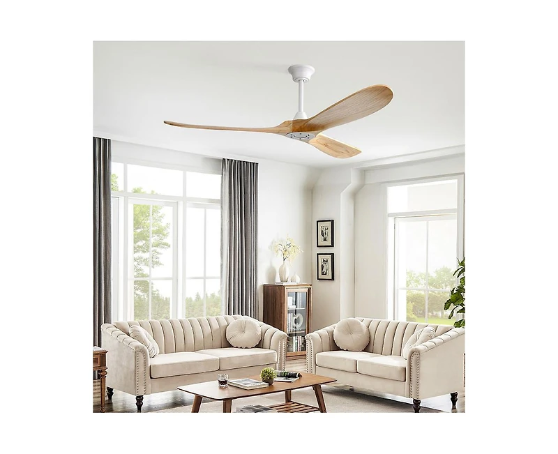 Sofucor 60-inch Modern White 3-Blade Ceiling Fans with Intelligent Remote Control and Timing Function
