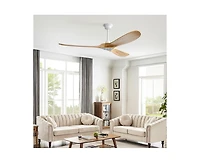 Sofucor 60-inch Modern White 3-Blade Ceiling Fans with Intelligent Remote Control and Timing Function