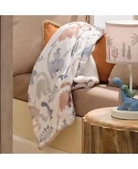 Lambs & Ivy Dino-Might Ultra-Soft Fleece Watercolor Dinosaur Baby Blanket