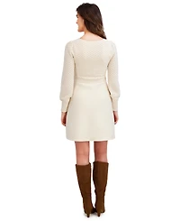 London Times Women's V-Neck Sweater Dress