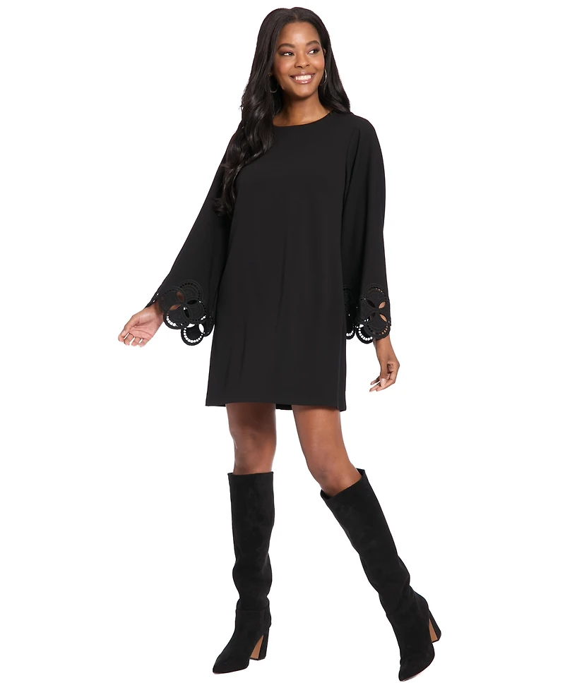 London Times Women's Scuba Crepe Embellished A-Line Dress