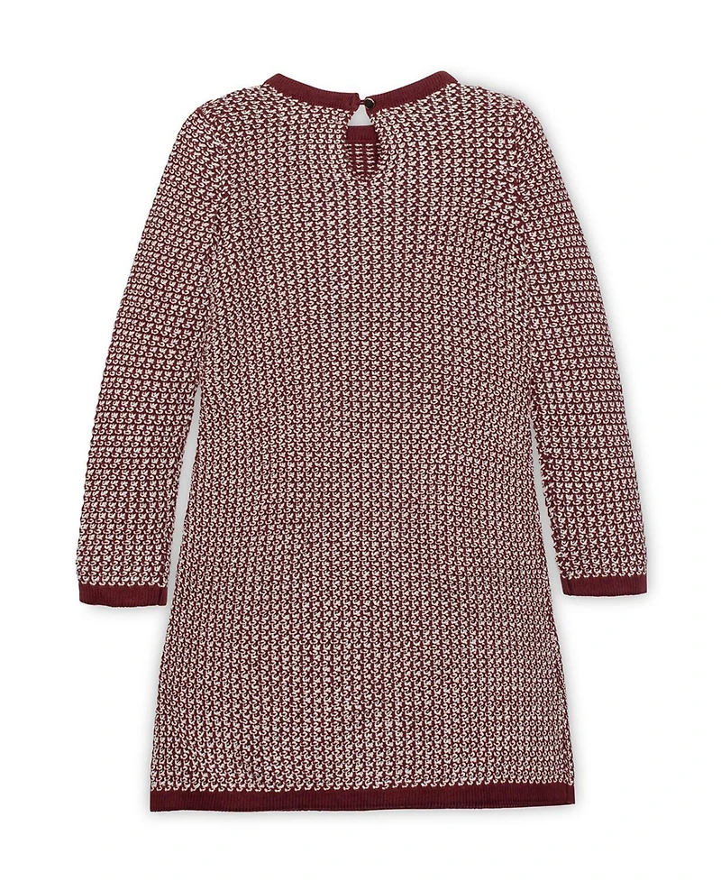 Hope & Henry Big Girls Organic Long Sleeve Bow Detail Tweed Sweater Dress