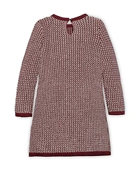 Hope & Henry Big Girls Organic Long Sleeve Bow Detail Tweed Sweater Dress