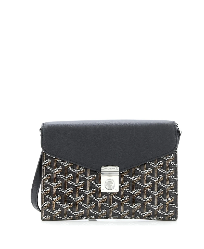 Pre-Owned Goyard Chypre Wallet on Strap Coated Canvas with Leather