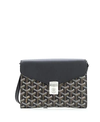 Pre-Owned Goyard Chypre Wallet on Strap Coated Canvas with Leather