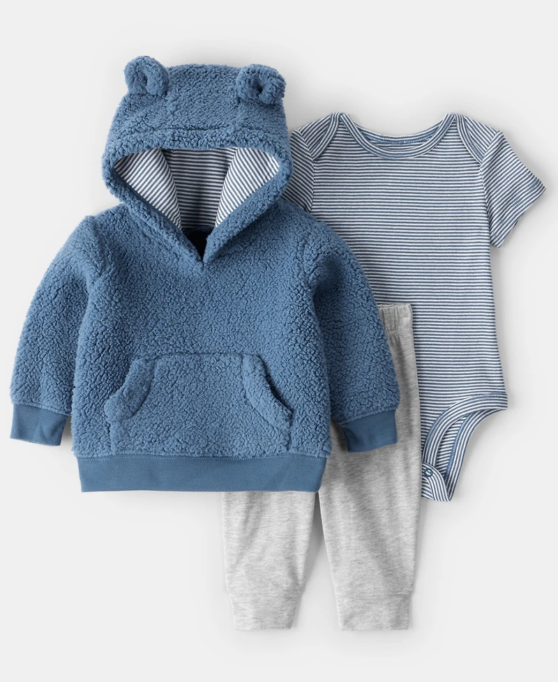 Carter's Baby Boys 3-Piece Bear Long-Sleeve Hoodie, Bodysuit and Joggers Set