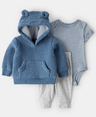 Carter's Baby Boys 3-Piece Bear Long-Sleeve Hoodie, Bodysuit and Joggers Set
