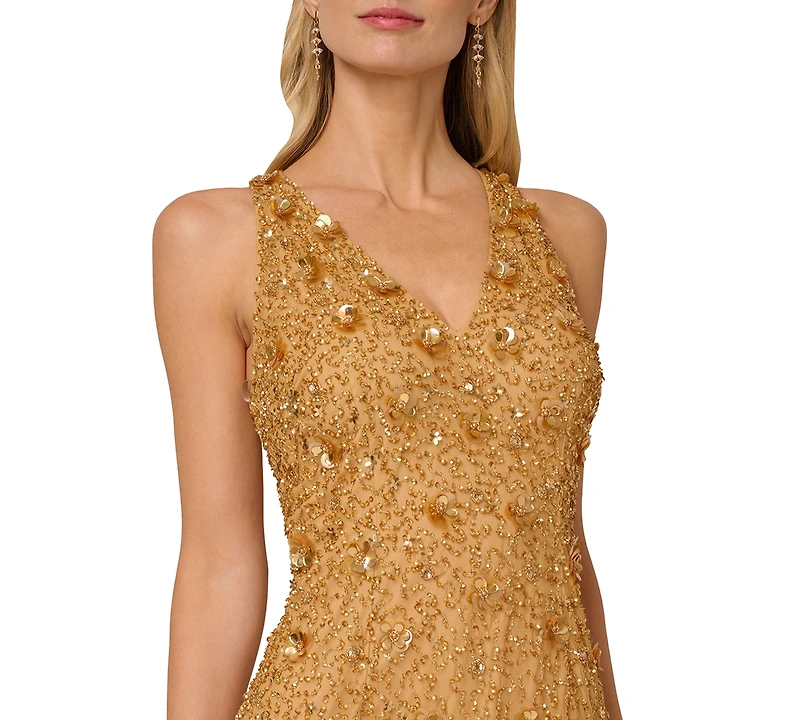 Adrianna Papell Women's Sleeveless Beaded Column Dress