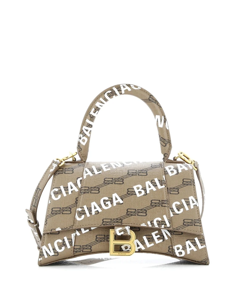 Pre-Owned Balenciaga Small Hourglass Top Handle Bag Monogram Coated Canvas