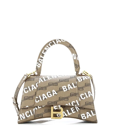 Pre-Owned Balenciaga Small Hourglass Top Handle Bag Monogram Coated Canvas
