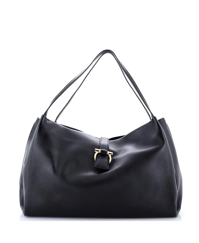 Pre-Owned Salvatore Ferragamo Medium Gancini Belt Hobo Shoulder Bag Leather