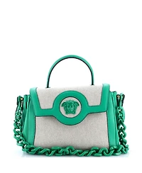 Pre-Owned Versace Medium La Medusa Top Handle Bag Leather with Canvas
