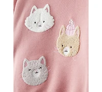 Carter's Girls Toddler 2T-5T 2-Piece Day Dream Fleece Cat T-Shirt and Pants Set