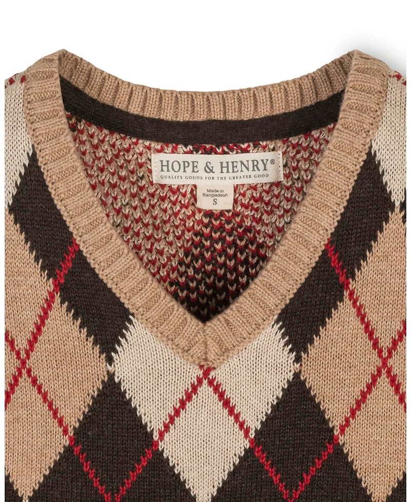 Hope & Henry Little and Big Boys' Organic V-Neck Argyle Sweater Vest