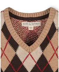 Hope & Henry Little and Big Boys' Organic V-Neck Argyle Sweater Vest