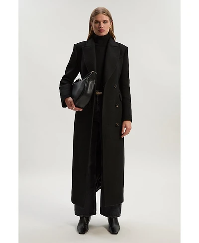 Karen Millen Women's Wool Blend Tailored Fitted Maxi Coat