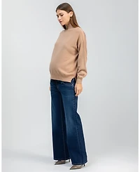 Pietro Brunelli Maternity Wide-Leg Jeans with High-Waist Elastic Band