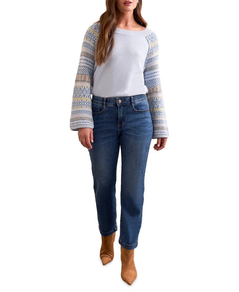 Tribal Women's Audrey Boundless Stretch Denim Straight Leg Crop Jeans