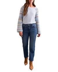 Tribal Women's Audrey Boundless Stretch Denim Straight Leg Crop Jeans
