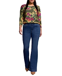 Tribal Women's Audrey Boundless Stretch Denim Pull-On Flare Jeans