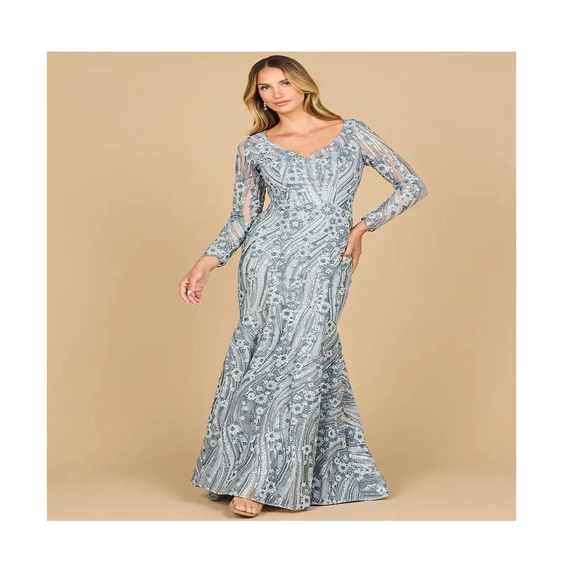 Lara Women's Mermaid, Long Sleeve Gown