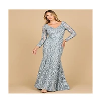 Lara Women's Mermaid, Long Sleeve Gown