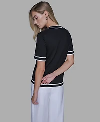 Karl Lagerfeld Paris Women's Short-Sleeve Sweater