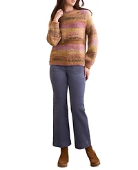 Tribal Women's Boucle Yarn Mock Neck Puff Sleeve Sweater