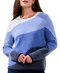 Tribal Women's Fuzzy Double Knit Crew Neck Sweater