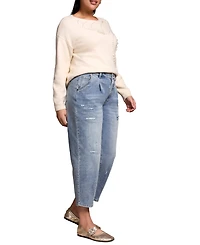 Tribal Women's Audrey Distressed Barrel Stretch Jeans