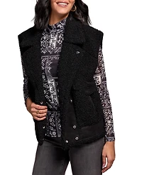 Tribal Women's Collared Sleeveless Sherpa Vest