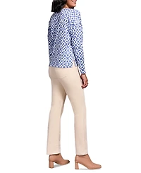 Tribal Women's Fuzzy Soft V Neck Combo Print Knit Top