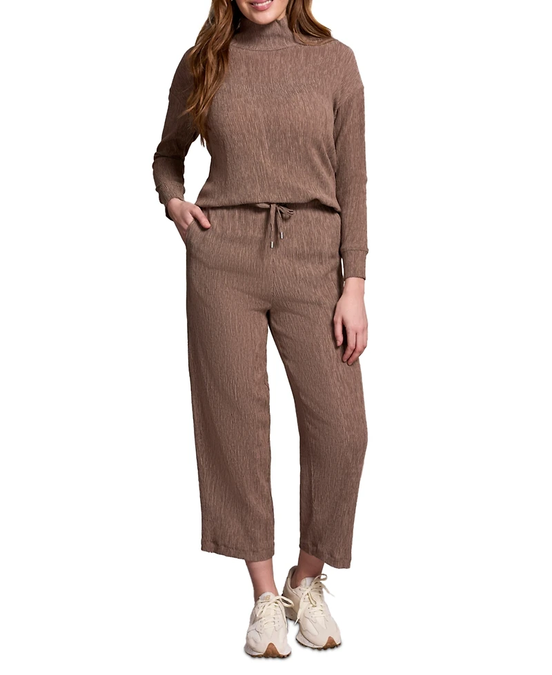 Tribal Women's Two Tone Crinkle Knit Pull On Barrel Pants