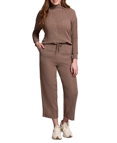 Tribal Women's Two Tone Crinkle Knit Pull On Barrel Pants