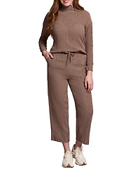 Tribal Women's Two Tone Crinkle Knit Pull On Barrel Pants