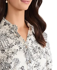 Jones New York Women's Long-Sleeve Collared Neck Top