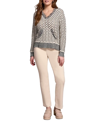 Tribal Women's Fringe Long Sleeve Hooded Sweater