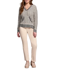 Tribal Women's Fringe Long Sleeve Hooded Sweater