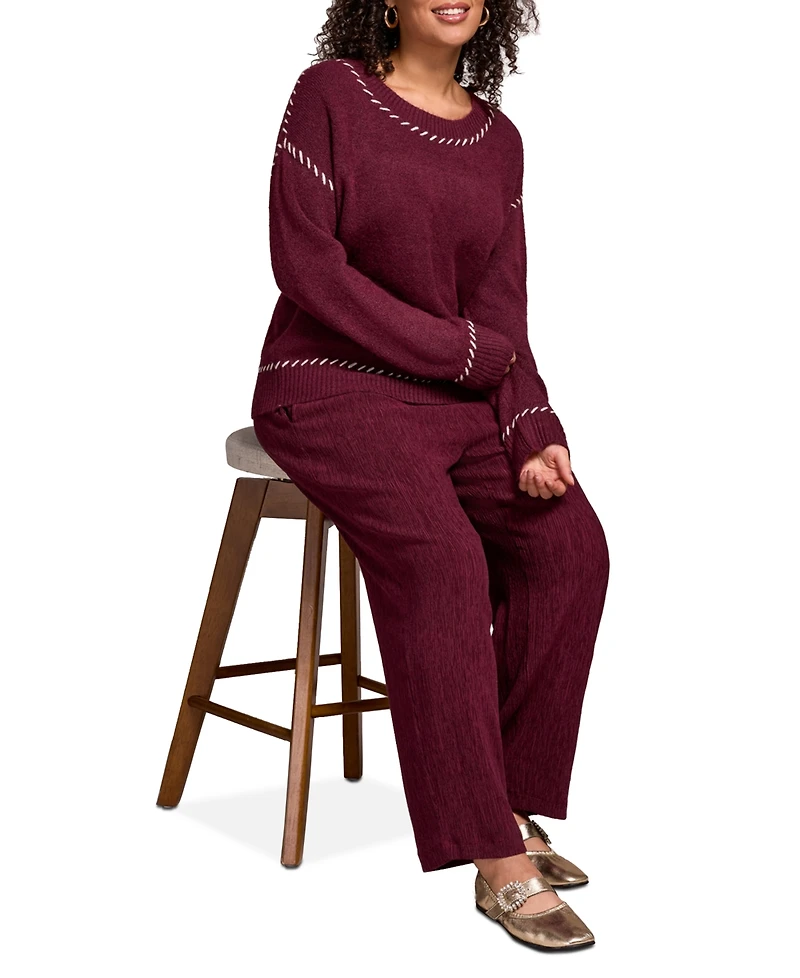 Tribal Women's Saddle Stitch Crew Neck Sweater
