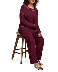 Tribal Women's Saddle Stitch Crew Neck Sweater