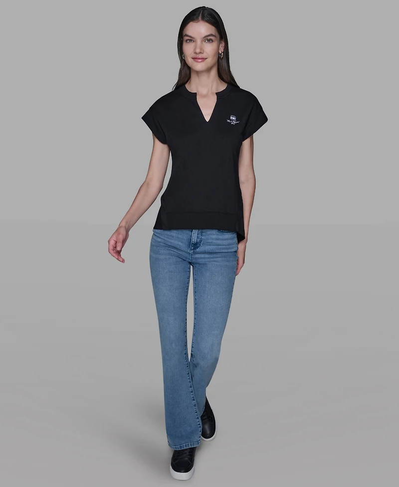 Karl Lagerfeld Paris Women's V-Neck Top
