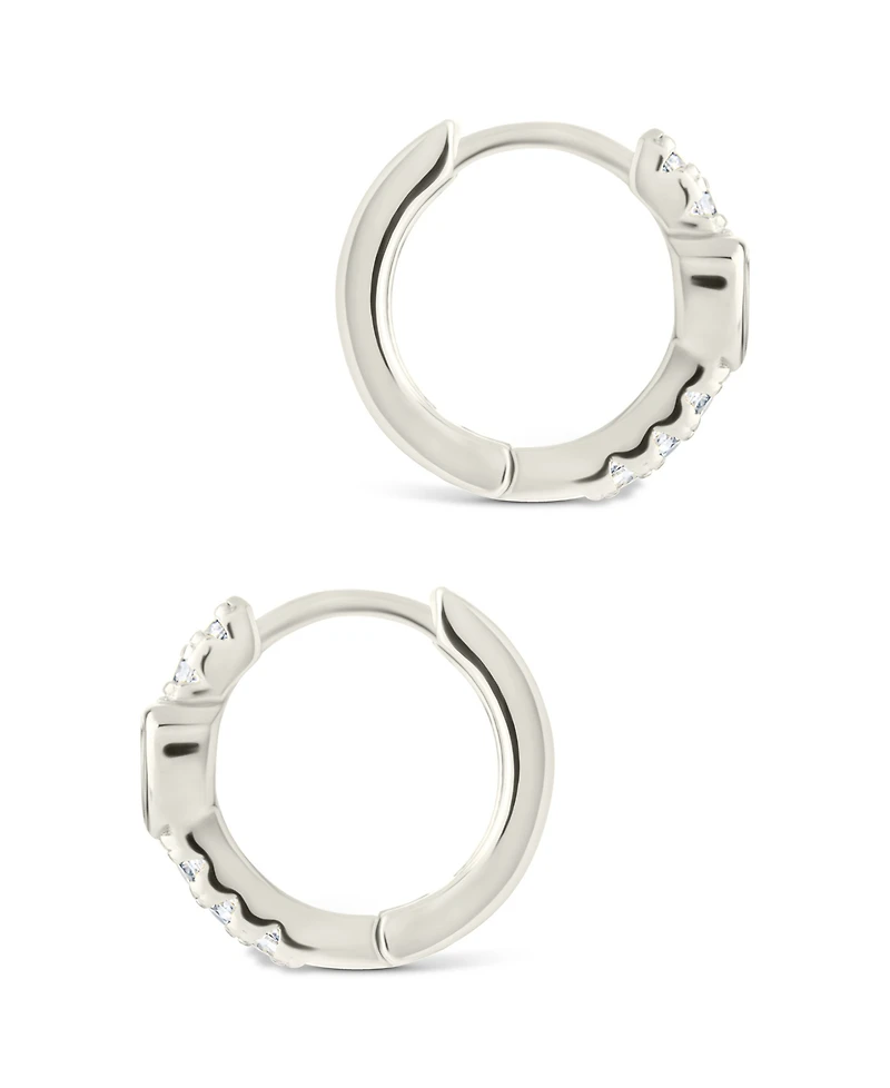 Sterling Forever Sterling Silver Heart Cut Bezel Set Huggie Hoop Earrings